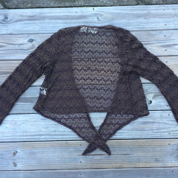 Worthington Women Shrug Top Dark Brown Lace Size1X - Picture 6 of 8